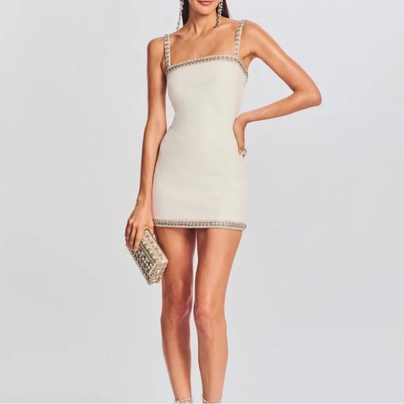 Retrofete Cream Mini Dress with Silver Accents - Picture 4 of 4